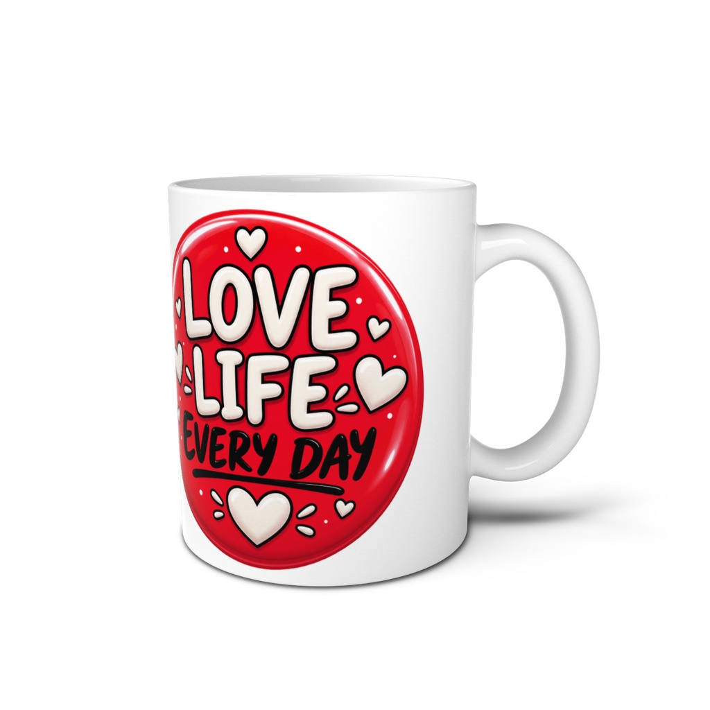 Love Life Every day - Retro Love Badge with Hearts