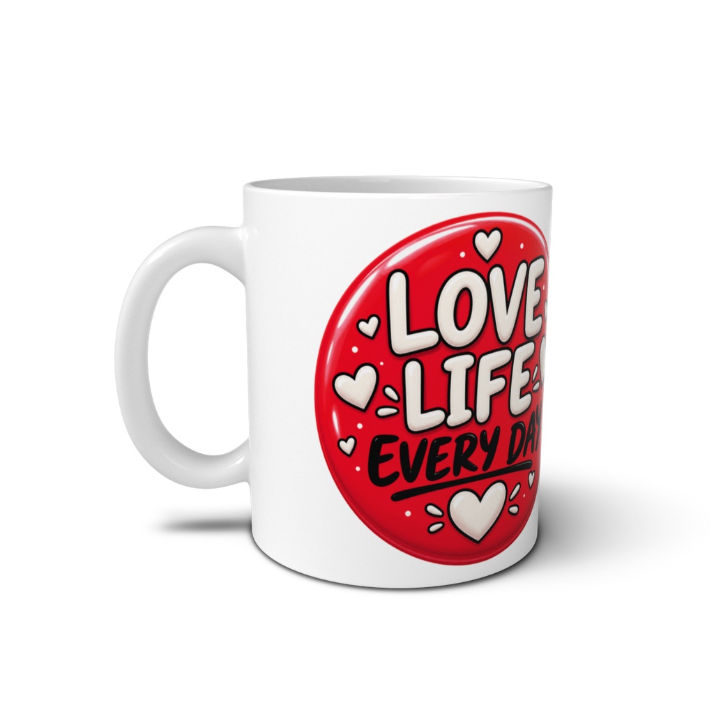 Love Life Every day - Retro Love Badge with Hearts