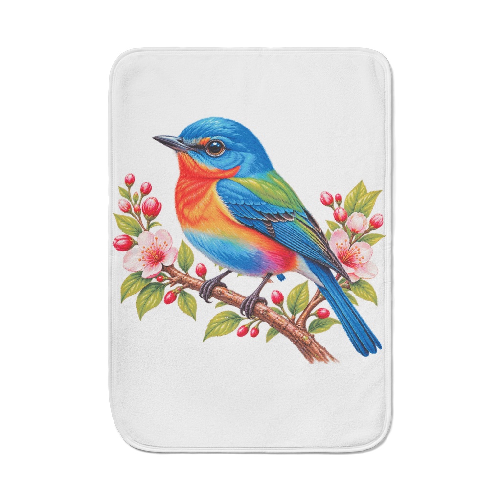 Colorful Bird on Japanese Sakura Branch - Japanese Cherry Blossom Art