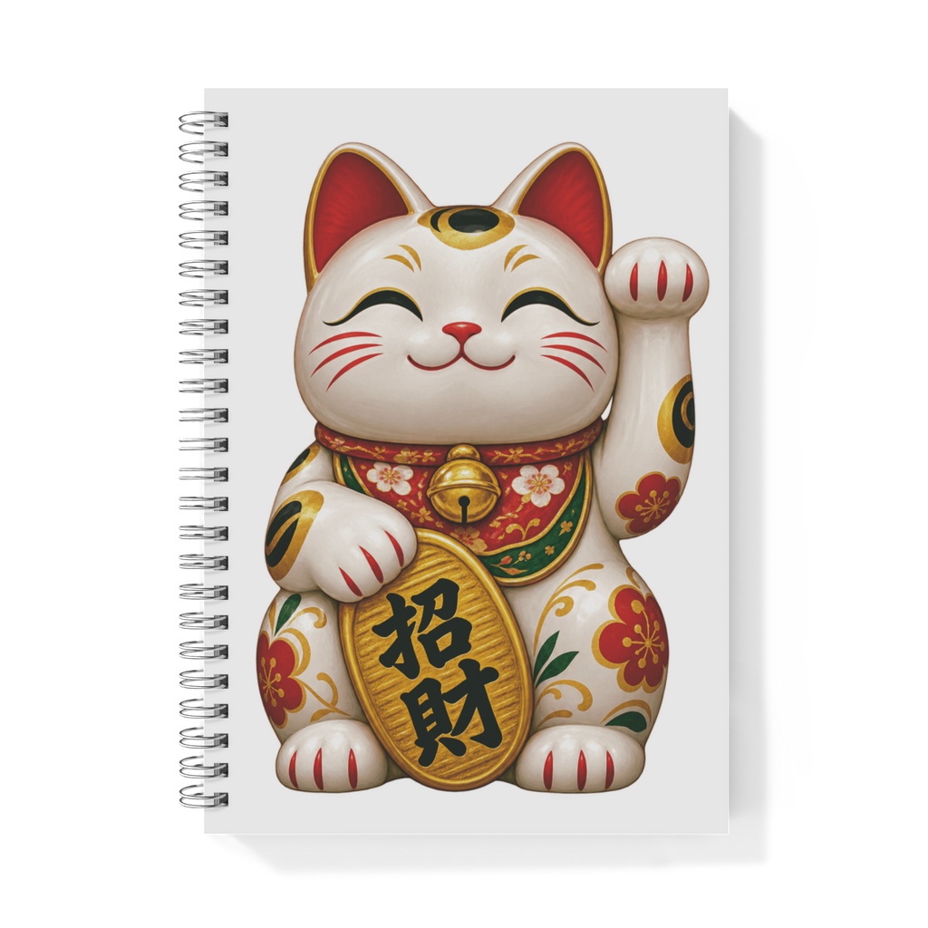 Lucky Maneki Neko  Japanese Fortune Cat with Gold Coin