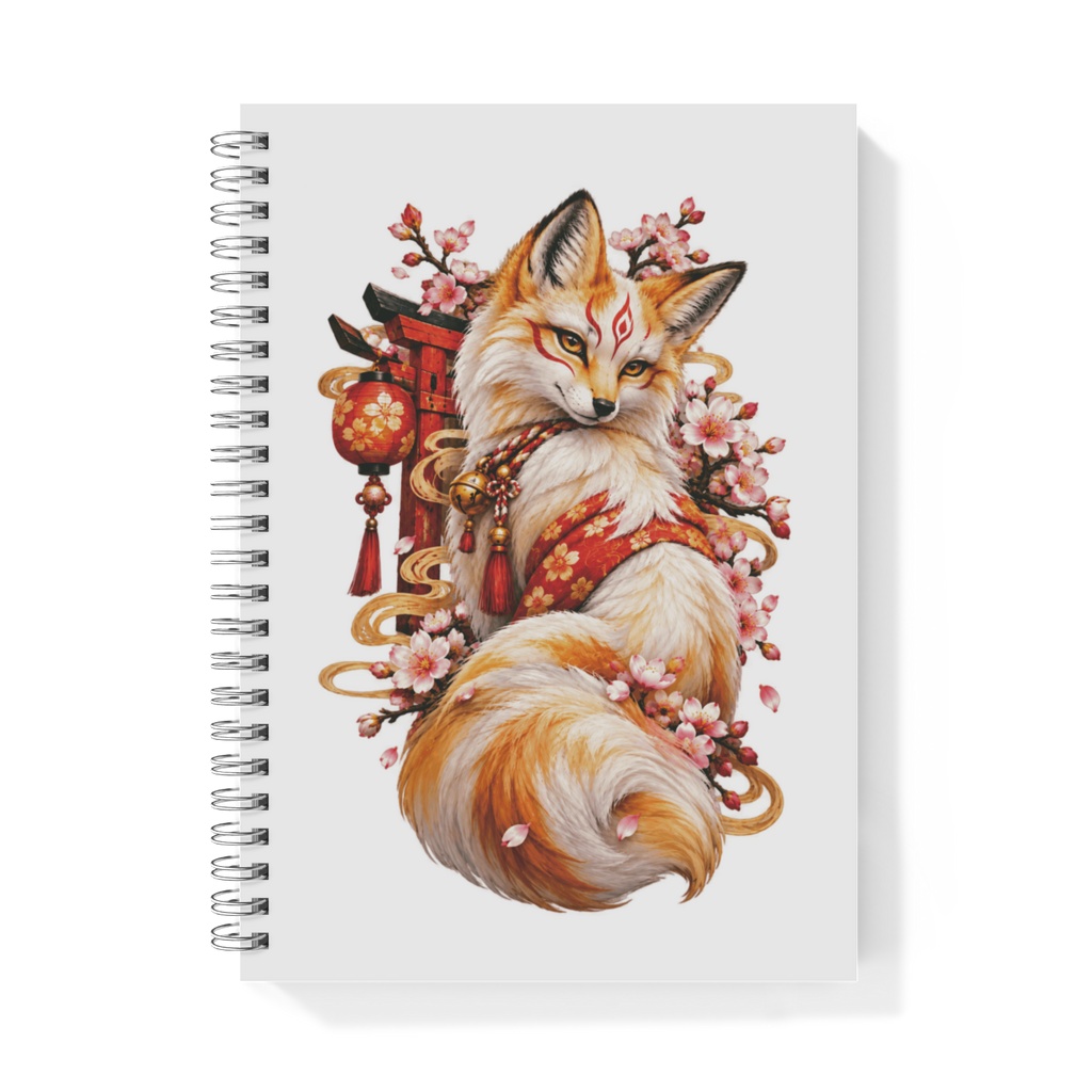 Elegant Kitsune Fox in Traditional Japanese Kimono with Sakura