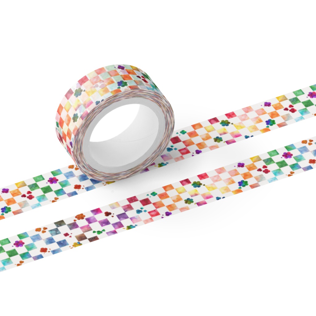 格子と花　マスキングテープ