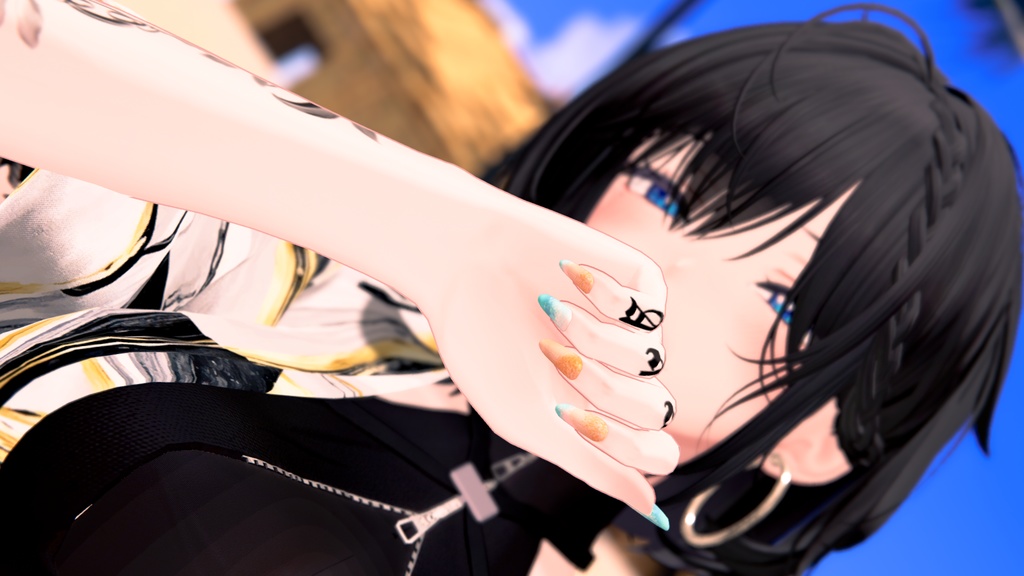 【19アバター対応】SeaSideOrangeNail【MA対応】