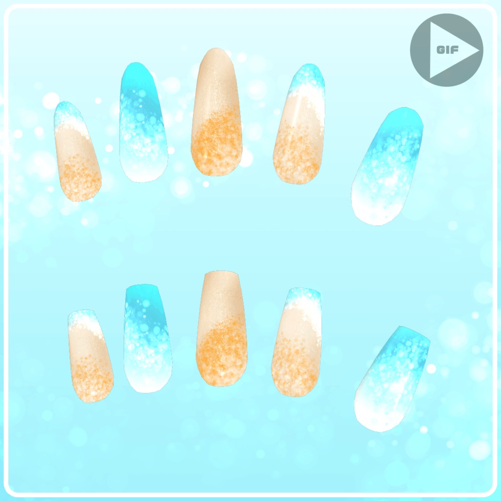 【19アバター対応】SeaSideOrangeNail【MA対応】