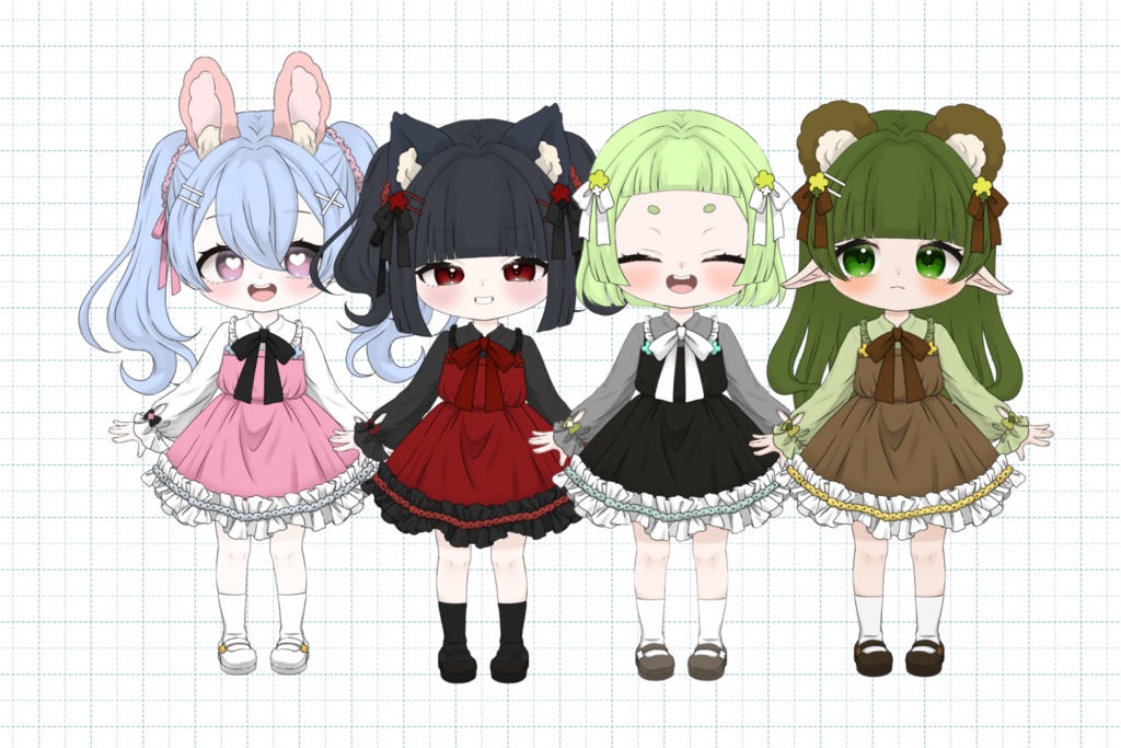 【汎用モデル】お花が好きな女の子【テクスチャ入れ替え不要】