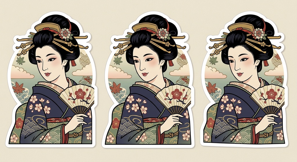 浮世絵美人ステッカー