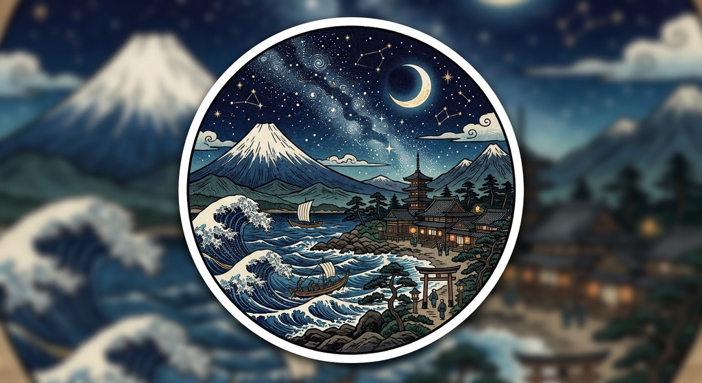 富士山と月明かり