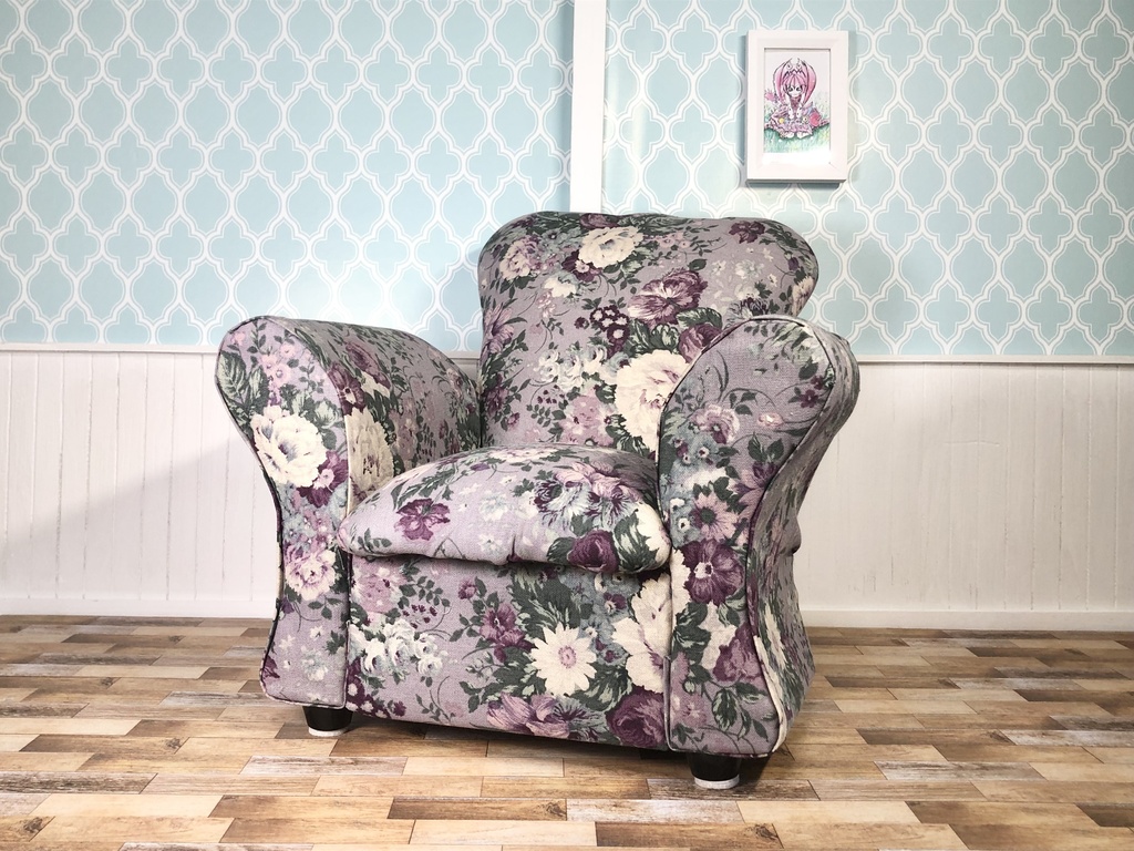 1/3(1/4)スケール ドール専用 一人用ソファDX 花柄①