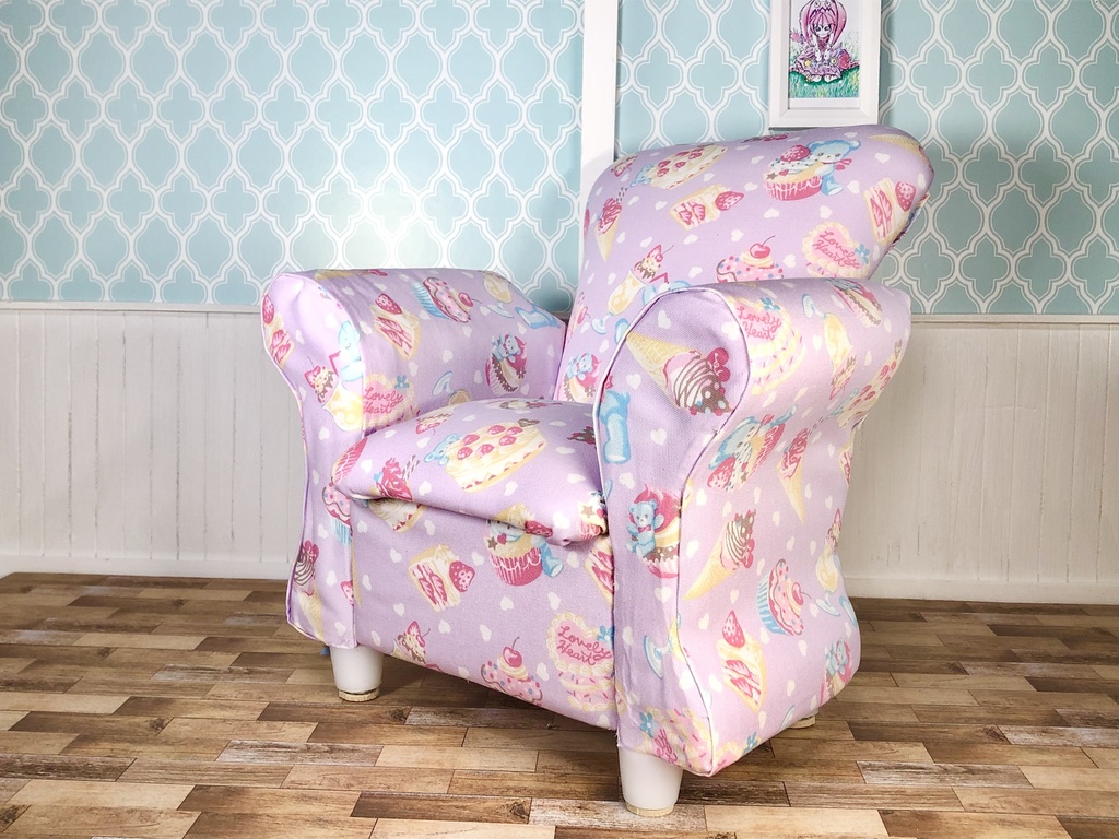 1/3スケール ドール用 一人用ソファ ケーキピンク