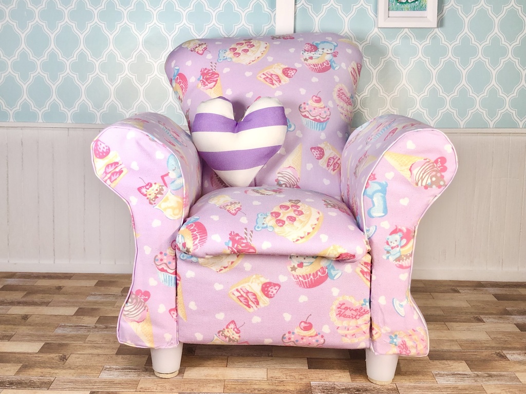 1/3スケール ドール用 一人用ソファ ケーキピンク