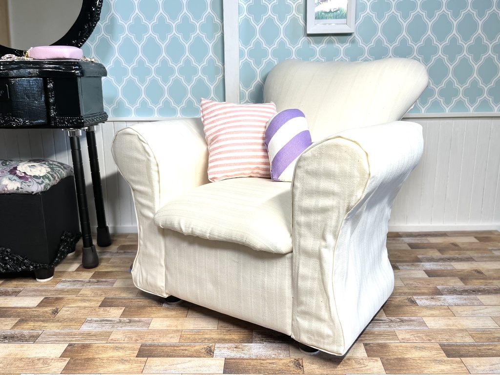 1/3(1/4)スケール ドール専用 一人用ソファDX ドビーホワイト