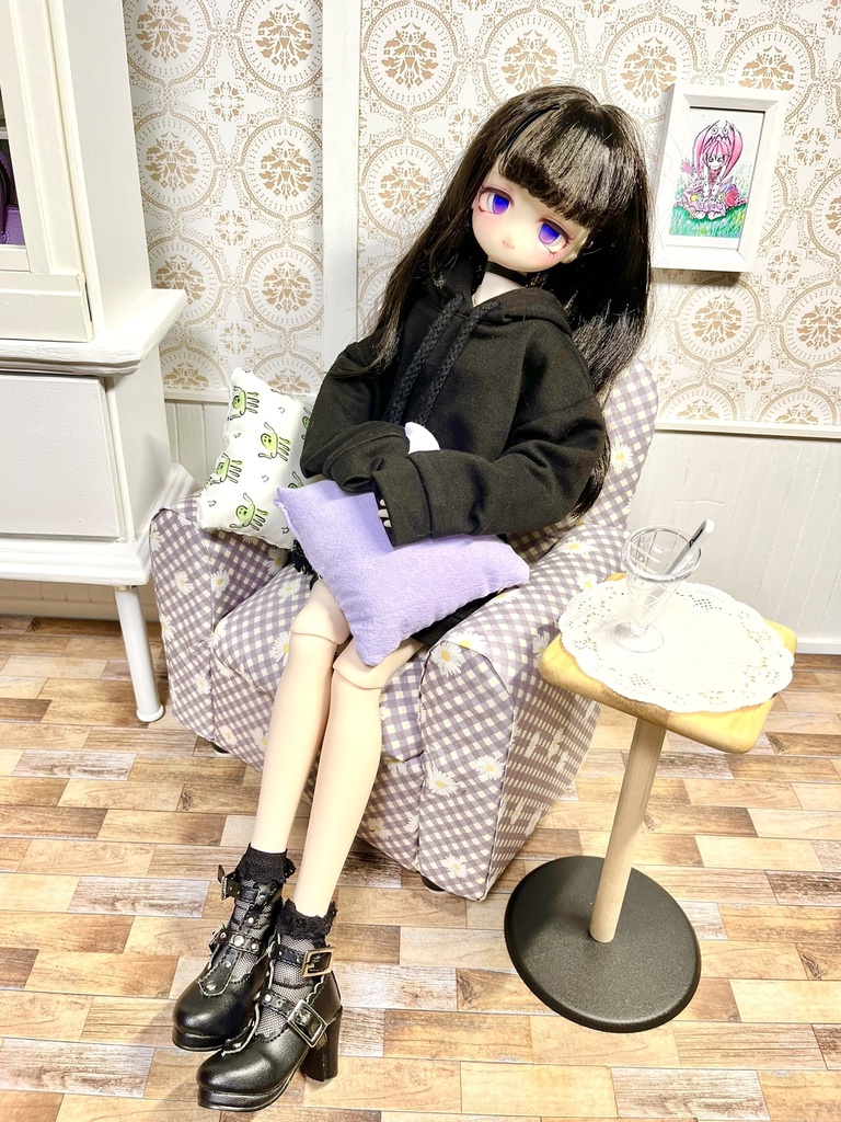 1/3(1/4)スケール ドール専用 一人用ソファ シンプルシリーズ たんぽぽ柄