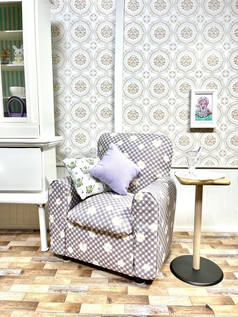 1/3(1/4)スケール ドール専用 一人用ソファ シンプルシリーズ たんぽぽ柄