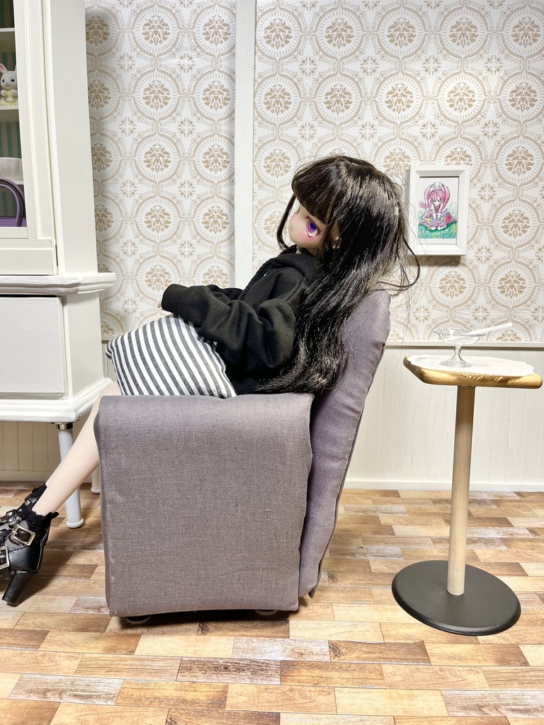 1/3(1/4)スケール ドール専用 一人用ソファ シンプルシリーズ グレー
