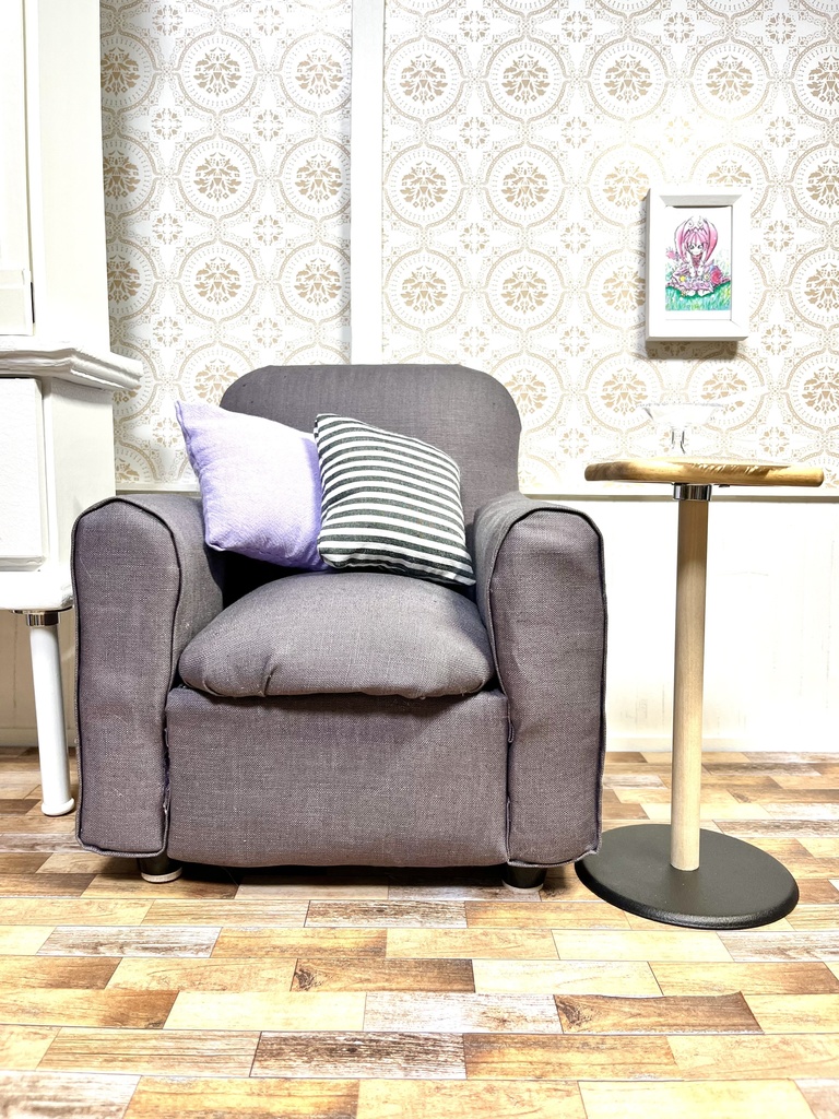 1/3(1/4)スケール ドール専用 一人用ソファ シンプルシリーズ グレー