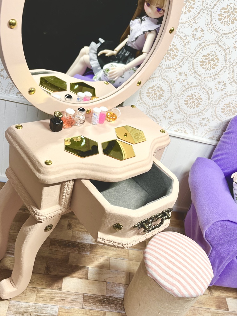 1/3(1/4)スケール ドール用 ドレッサー タイプ①ピンク