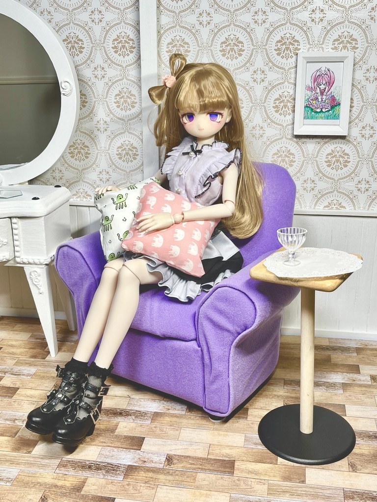 1/3(1/4)スケール ドール専用 一人用ソファ パープル