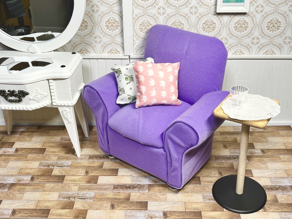 1/3(1/4)スケール ドール専用 一人用ソファ パープル