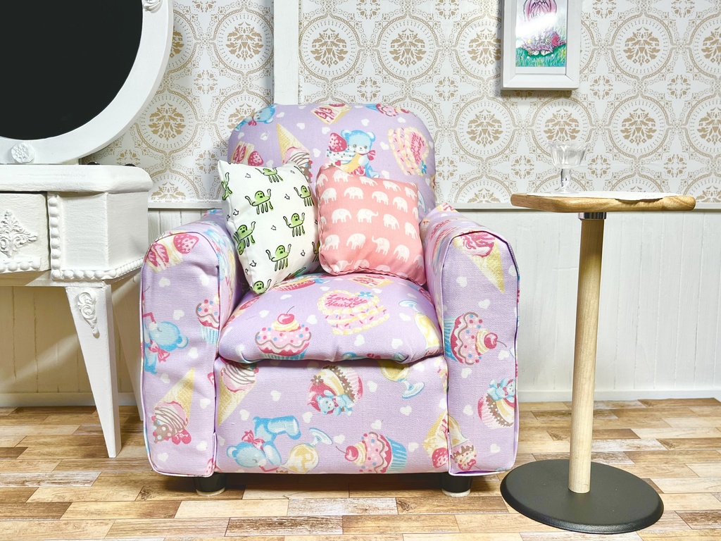 1/3(1/4)スケール ドール専用 一人用ソファ お菓子パープル