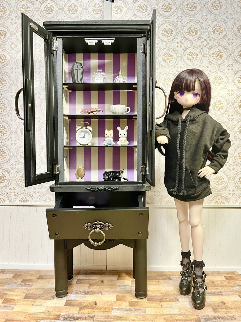 1/3(1/4)スケール ドール用 キャビネット ブラック