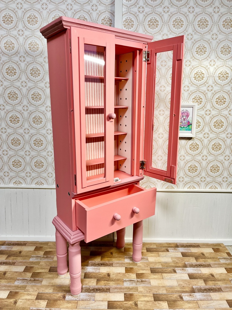 1/3(1/4)スケール ドール用 キャビネット ピンク