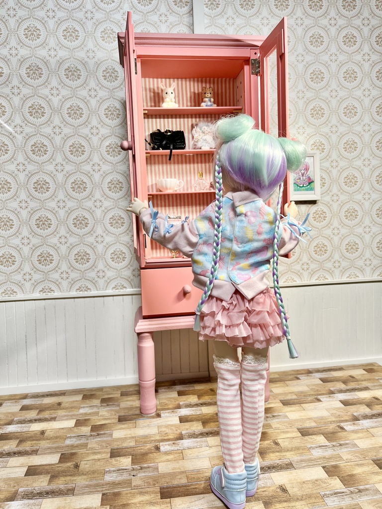 1/3(1/4)スケール ドール用 キャビネット ピンク