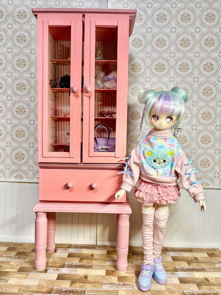 1/3(1/4)スケール ドール用 キャビネット ピンク