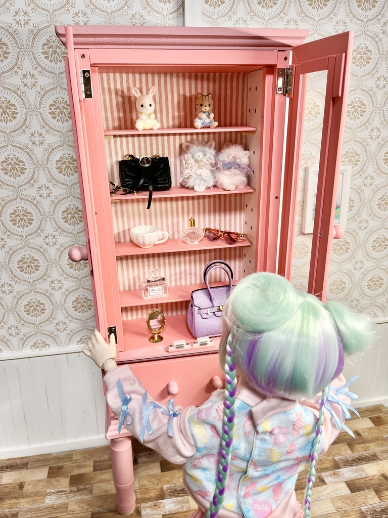 1/3(1/4)スケール ドール用 キャビネット ピンク
