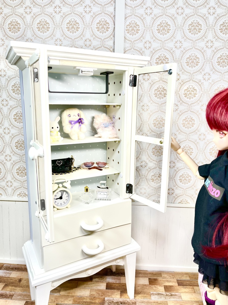 1/3(1/4)スケール ドール用 二段キャビネット ホワイト②