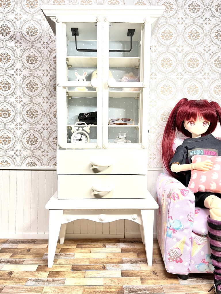 1/3(1/4)スケール ドール用 二段キャビネット ホワイト②