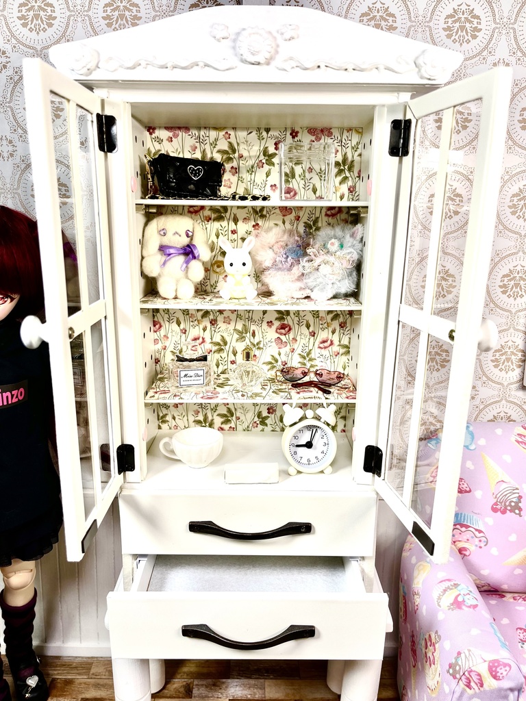 1/3(1/4)スケール ドール用 2段キャビネット ホワイト①