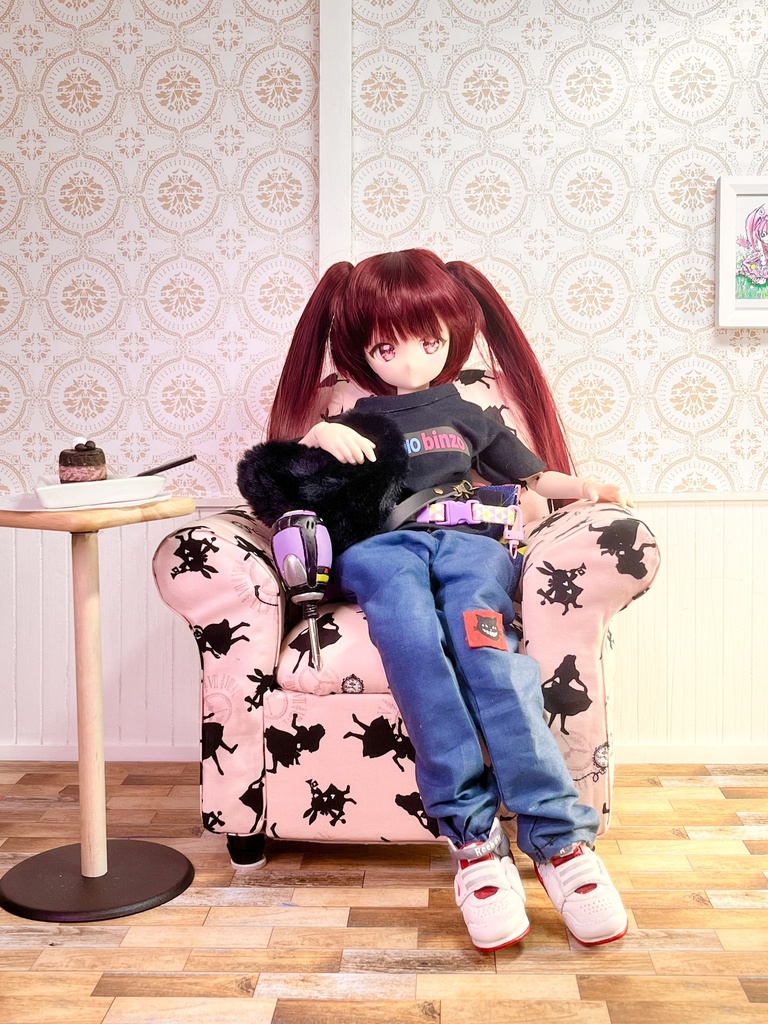 1/3(1/4)スケール ドールサイズシングルソファ アリスピンク