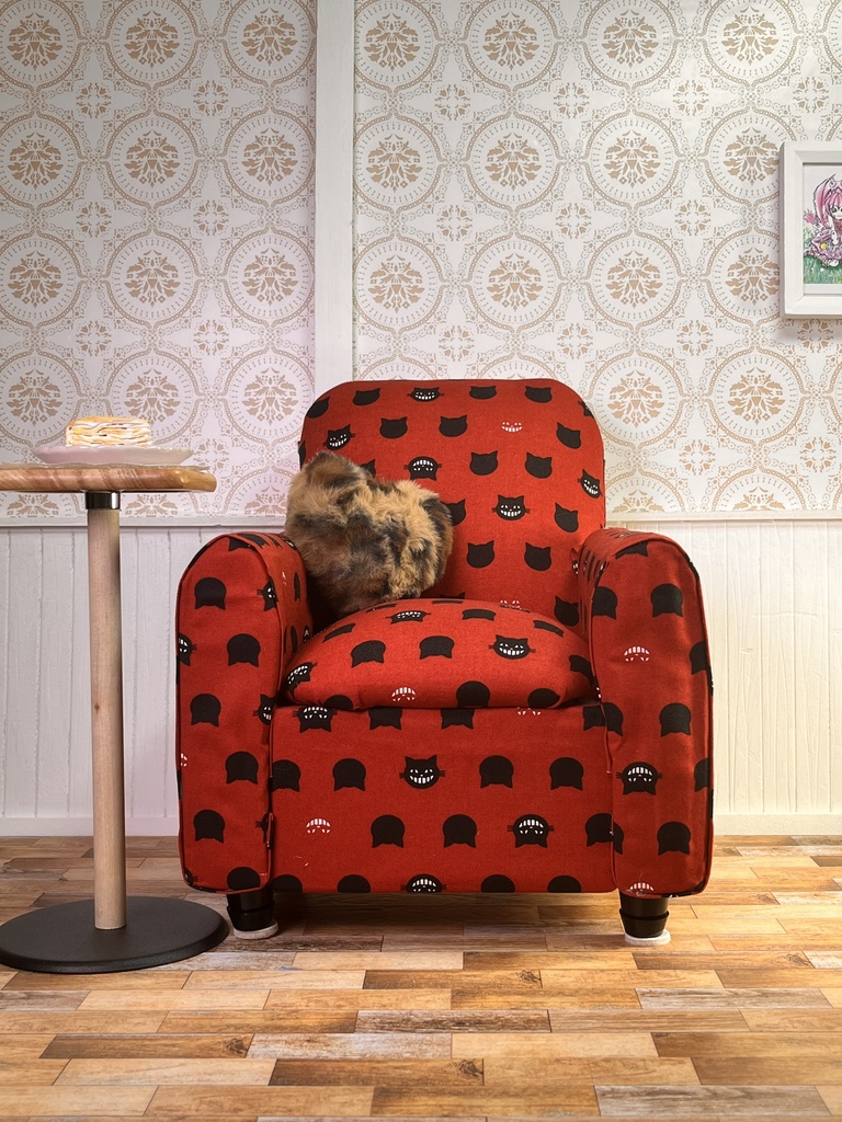 1/3(1/4)スケール ドールサイズ シングルソファ クレイジーキャットレッド