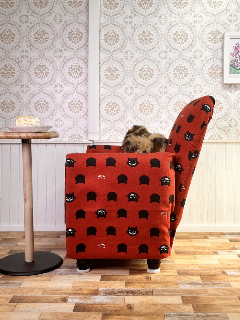 1/3(1/4)スケール ドールサイズ シングルソファ クレイジーキャットレッド