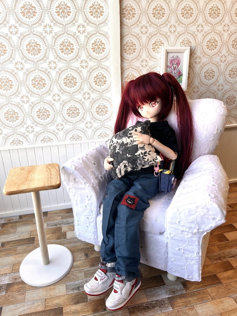 1/3(1/4)スケール  ドールサイズ レース生地シングルソファ