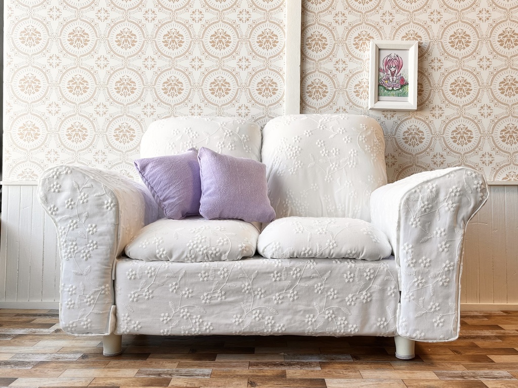 1/3(1/4)スケール ドールサイズ レース生地ダブルソファ①