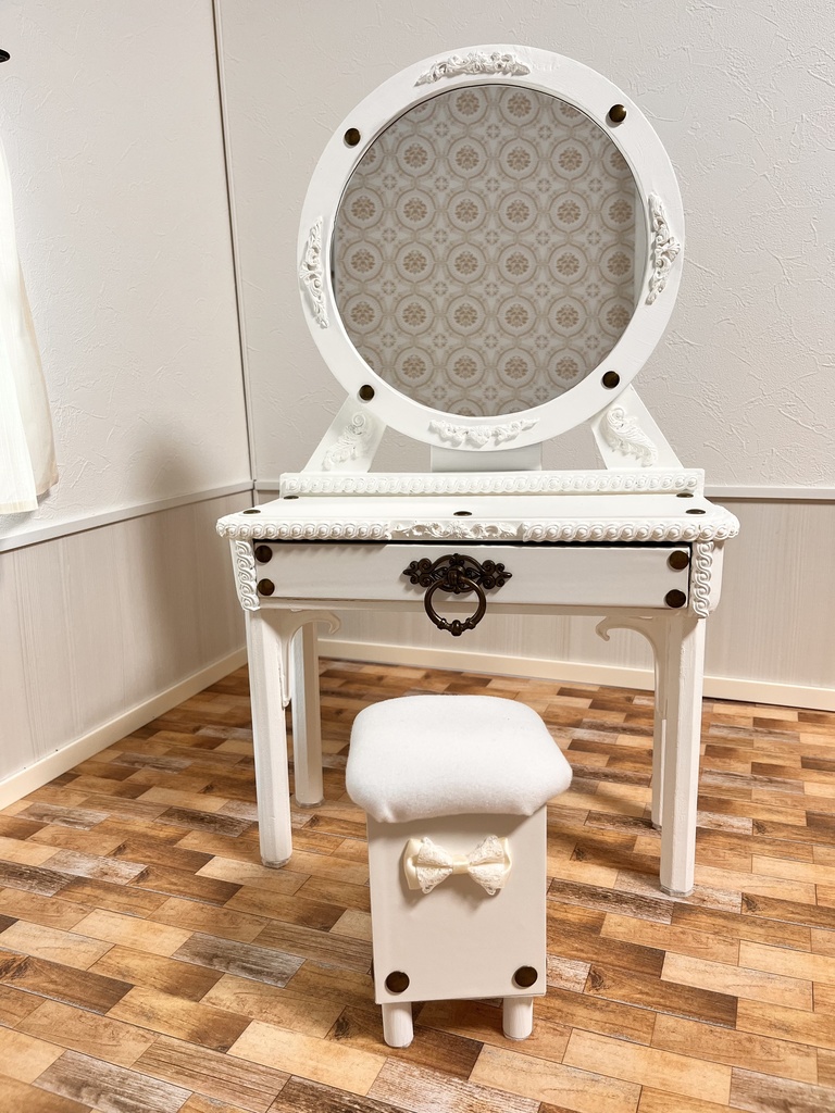 1/3(1/4)スケール ドール用 ミラードレッサー バロック風ホワイト