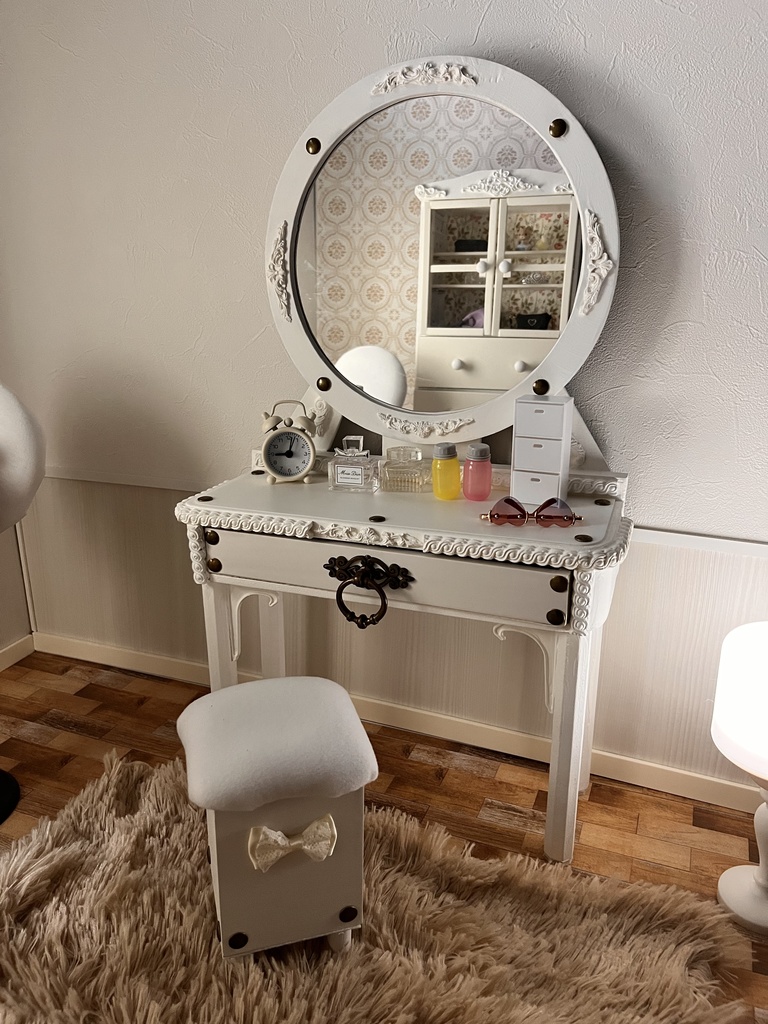 1/3(1/4)スケール ドール用 ミラードレッサー バロック風ホワイト