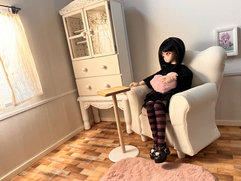 1/3(1/4)スケール ドールサイズ シングルソファ ライトアイボリー