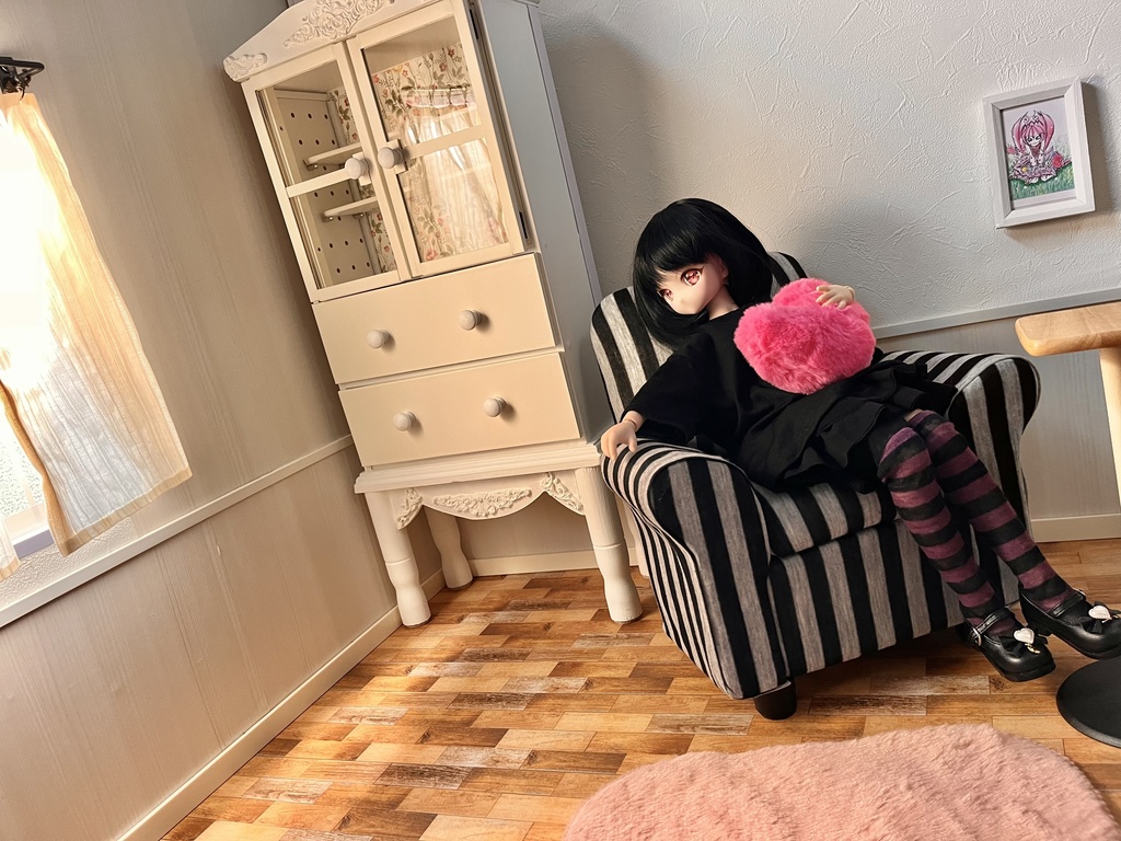 1/3(1/4)スケール ドールサイズ シングルソファ GBストライプ