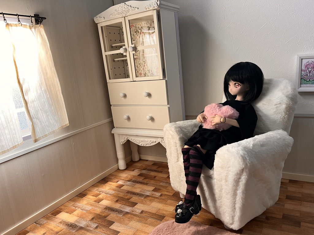 1/3(1/4)スケール ドールサイズ シングルソファ ファーホワイト