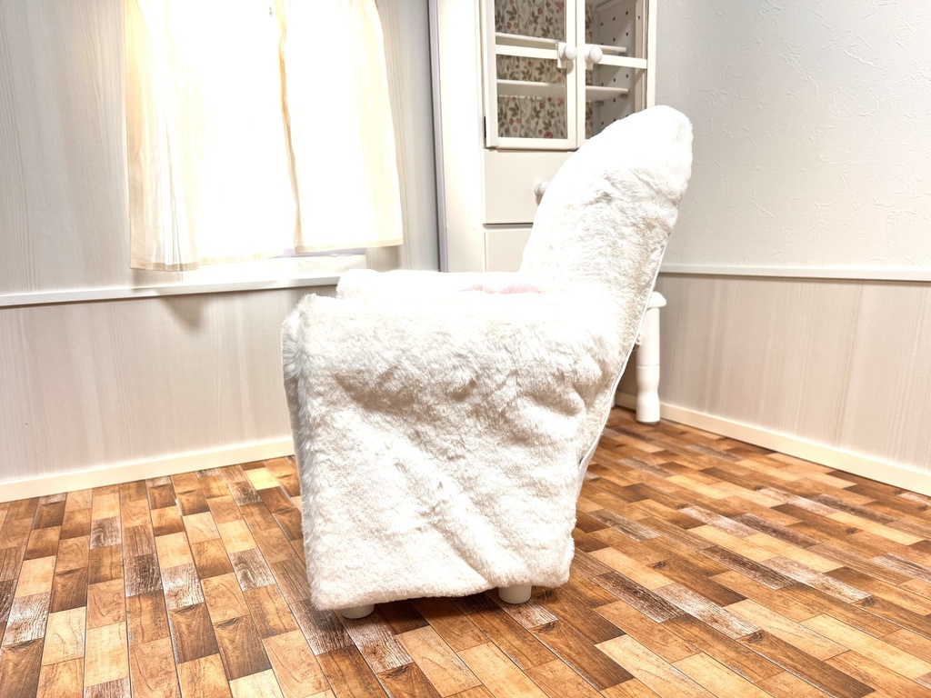 1/3(1/4)スケール ドールサイズ シングルソファ ファーホワイト