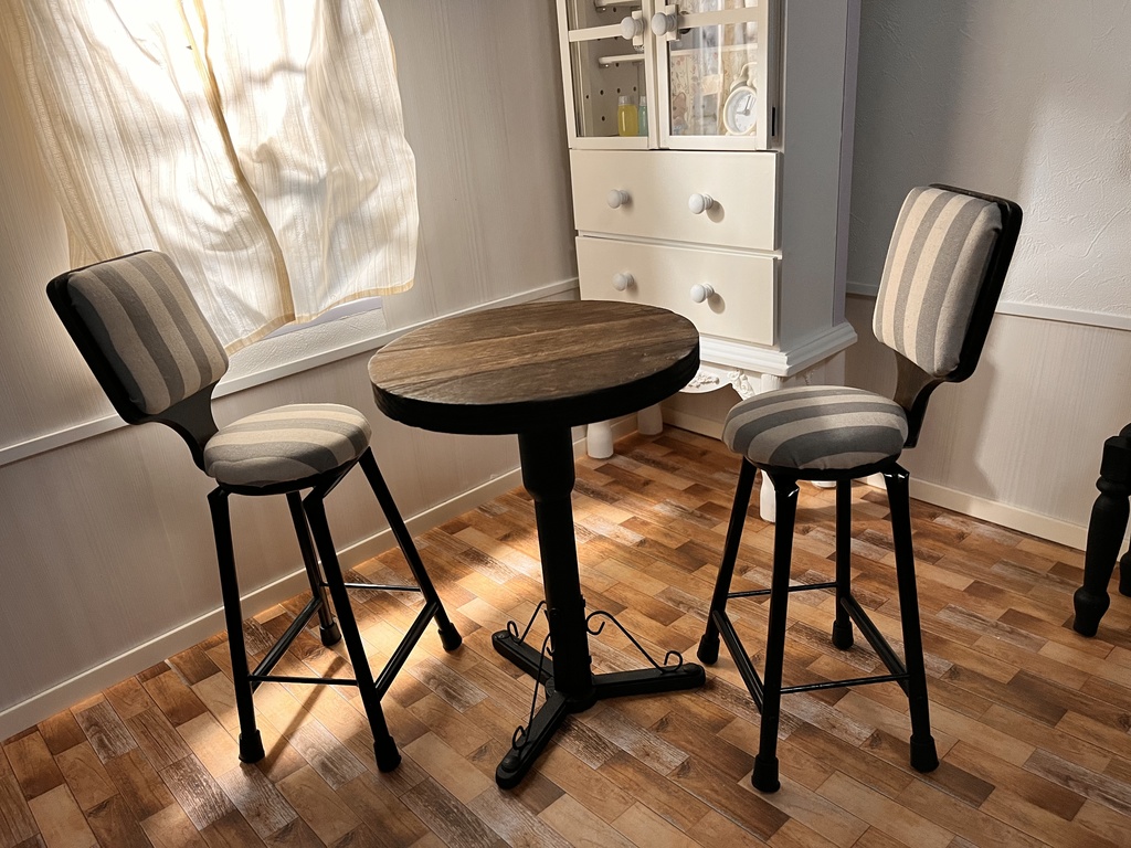 1/3スケール ドール用 カフェテーブルセット ストライプブラック