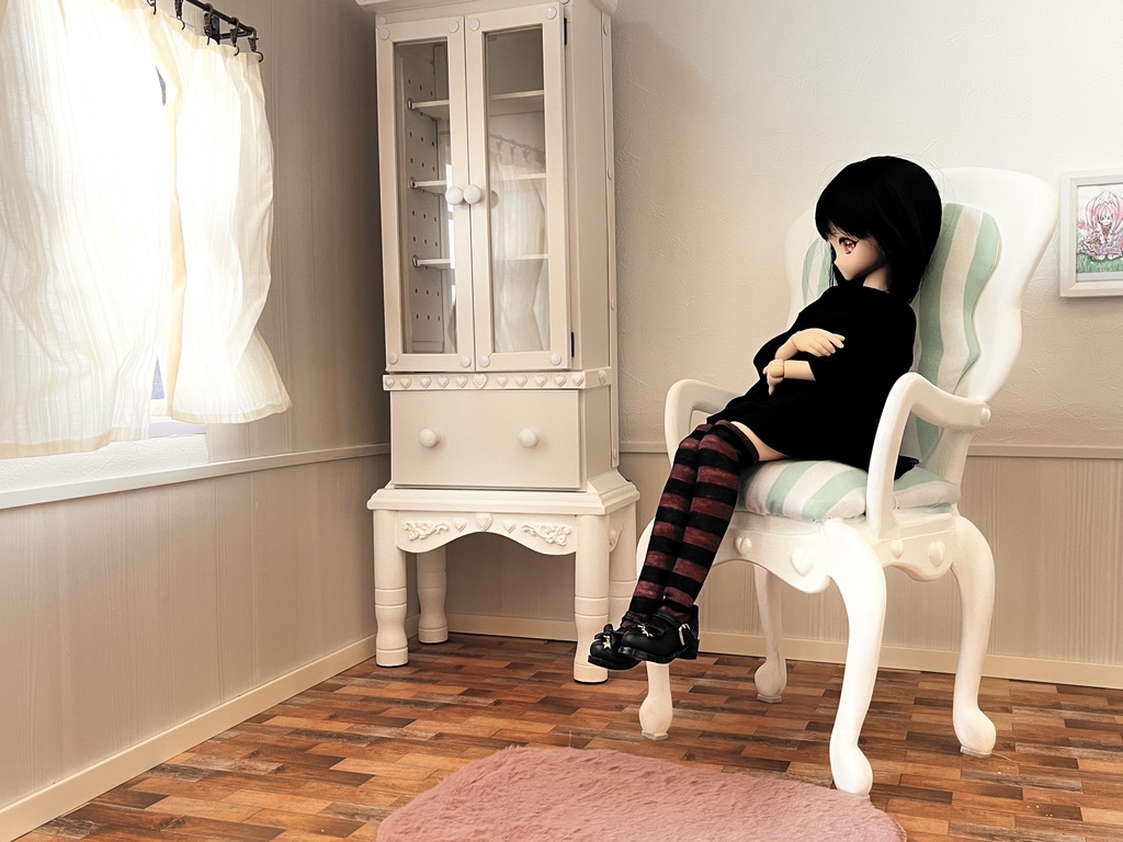 1/3(1/4)スケール アンティークチェア ホワイト