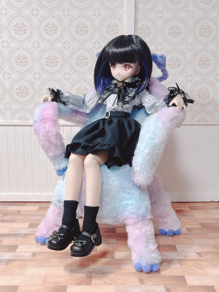 DXもふもふマンチェア　ミックスカラー×パープル