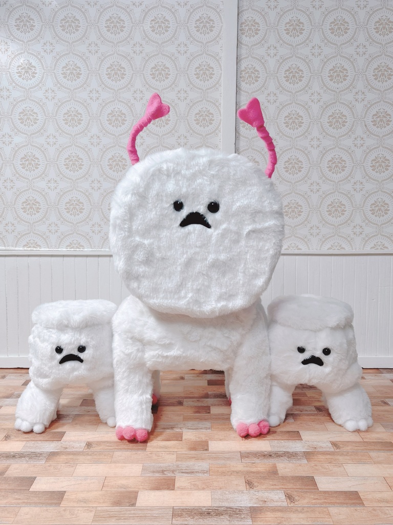 もふもふマンカフェテーブルセット ホワイト×ピンク