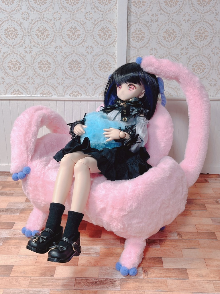 もふもふマンWソファ ピンク×パープル