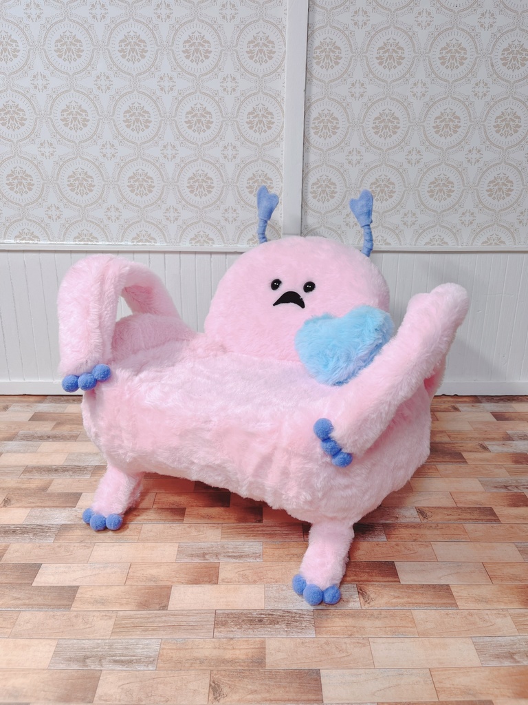 もふもふマンWソファ　ピンク×パープル