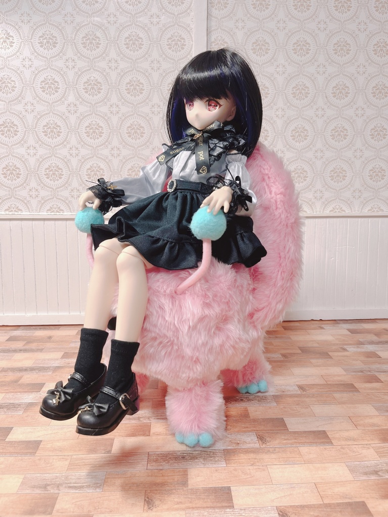 もふもふマンチェア ピンク×ブルー