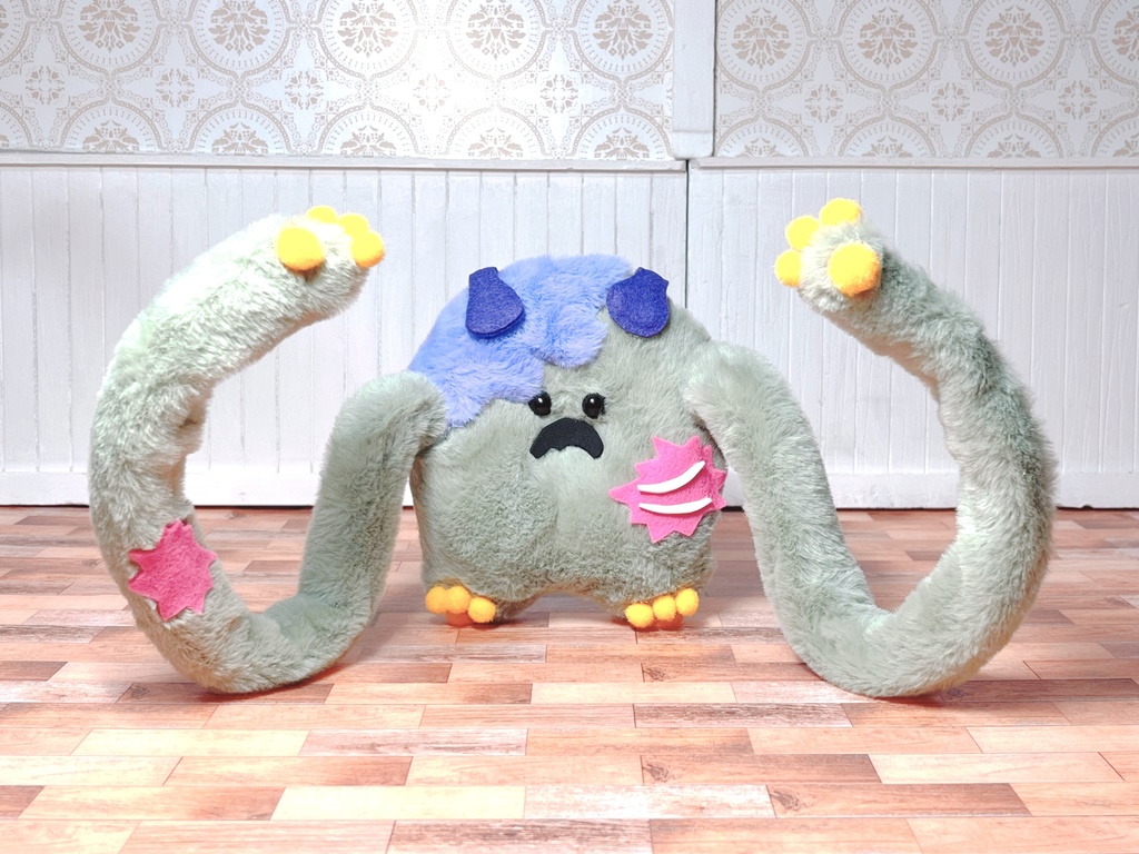 座椅子　もふぞんびマン　グリーン×イエロー×パープル